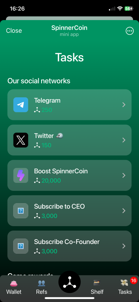 ماموریت ها روزانه spinner coin