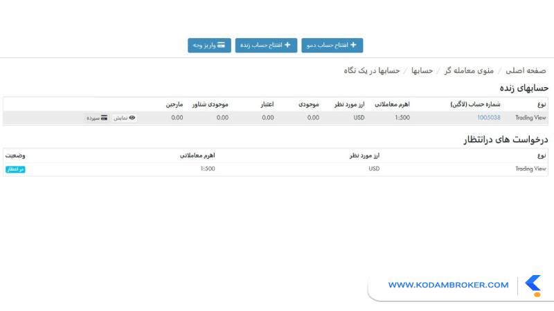 صفحه تایید بروکر توسط بروکر