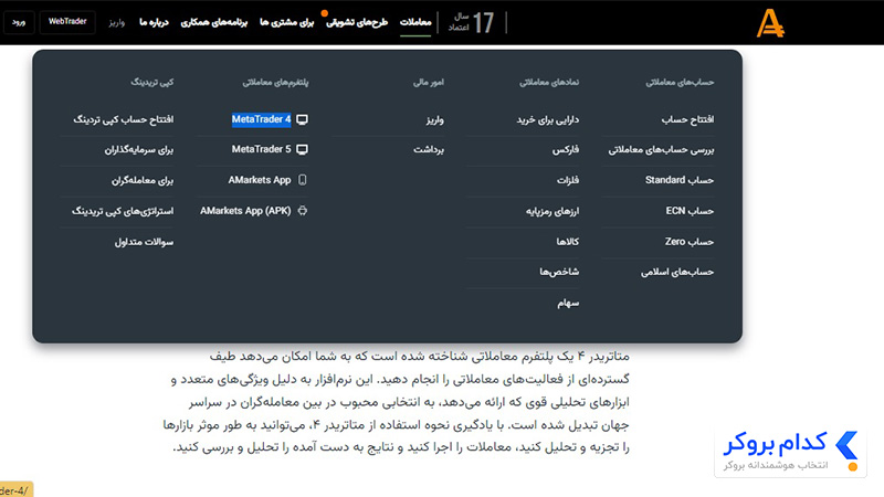 متاتریدر 4 آمارکتس برای ویندوز