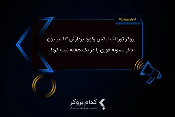 تورا اف ایکس رکورد پردازش ۱۳ میلیون دلار تسویه فوری را در یک هفته ثبت کرد